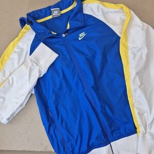 Y2K Nike‎ Sportswear Track Jacket Womens Small Blue White Windbreaker Hooded